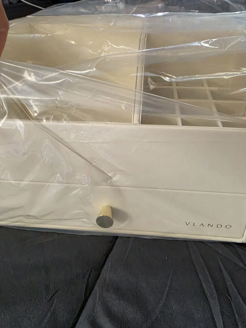 Minimalist Cream Makeup Organizer with Drawer by